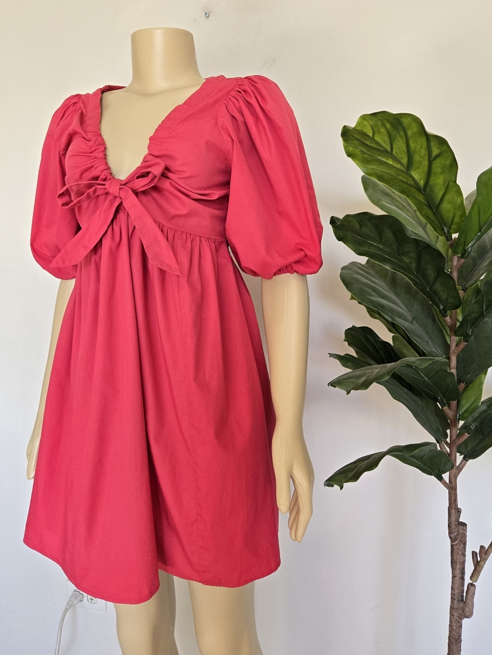 A&F Cotton Mini Dress bulging shoulders Princess Size S Pink Color Women's - Picture 3 of 11